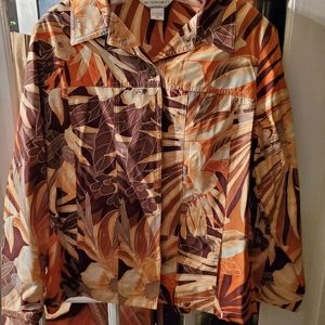Size 14 Allison Daley Orange and Brown Floral Sport Jacket/Overshirt